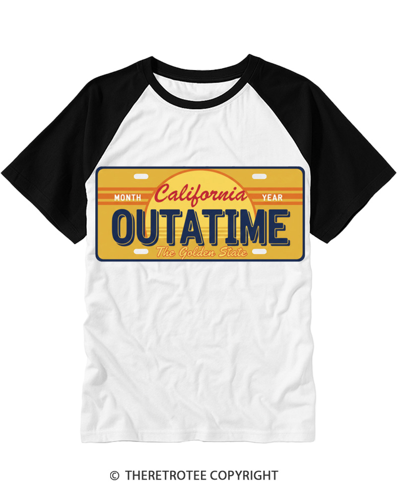 TheRetroTee You're Outatime 1980s Raglan Baseball T-Shirt