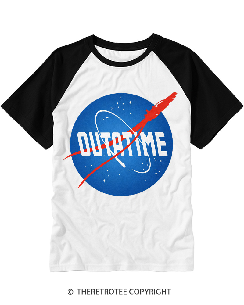 TheRetroTee You're Outatime 1980s Raglan Baseball T-Shirt