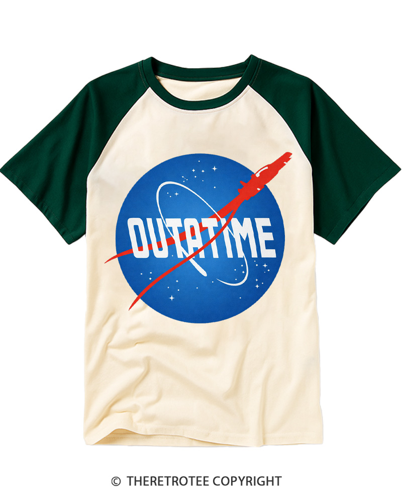 TheRetroTee You're Outatime 1980s Raglan Baseball T-Shirt