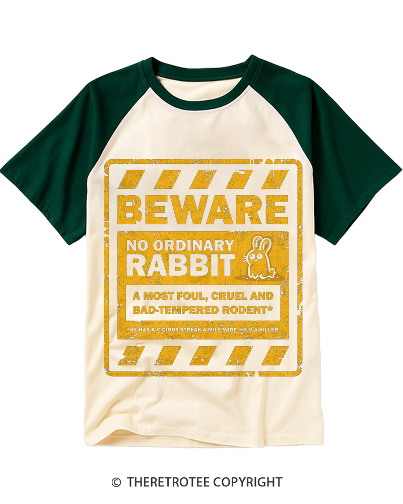 TheRetroTee No Ordinary Rabbit 1970s Raglan Baseball T-Shirt
