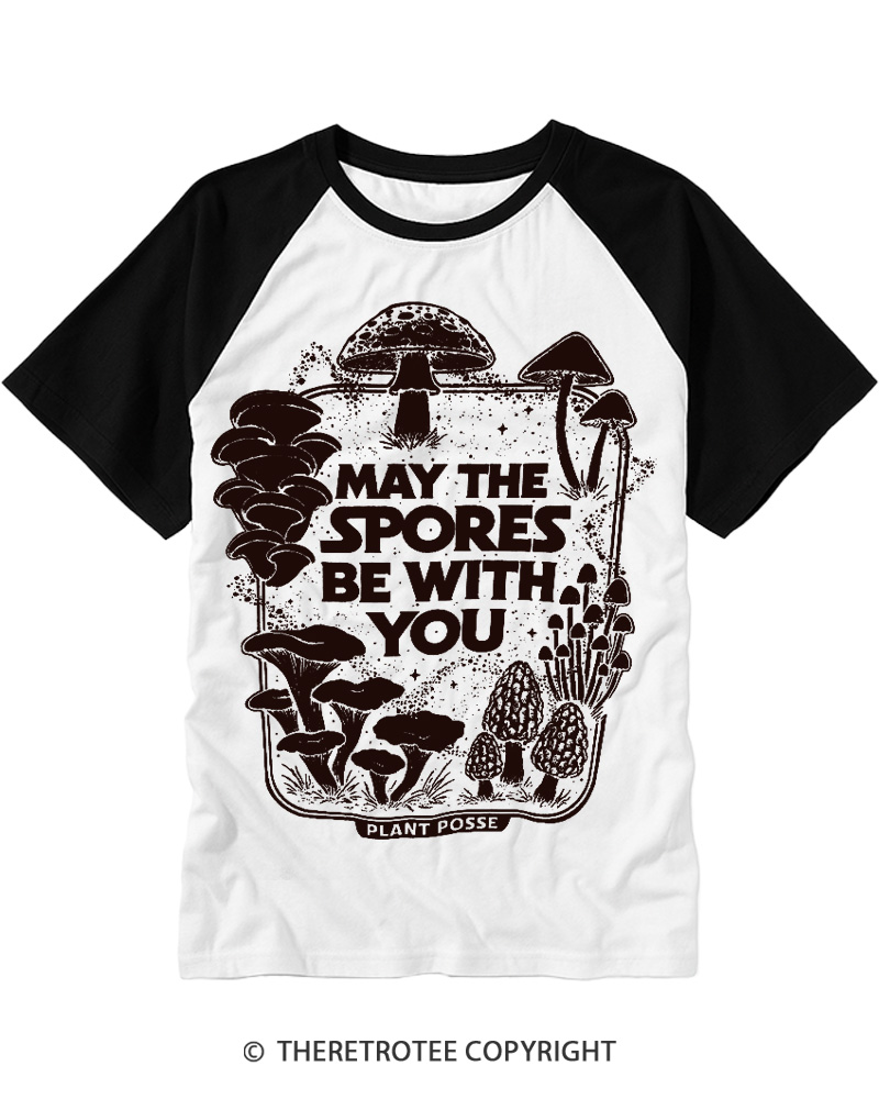 TheRetroTee Mushroom 1980s Raglan Baseball T-Shirt