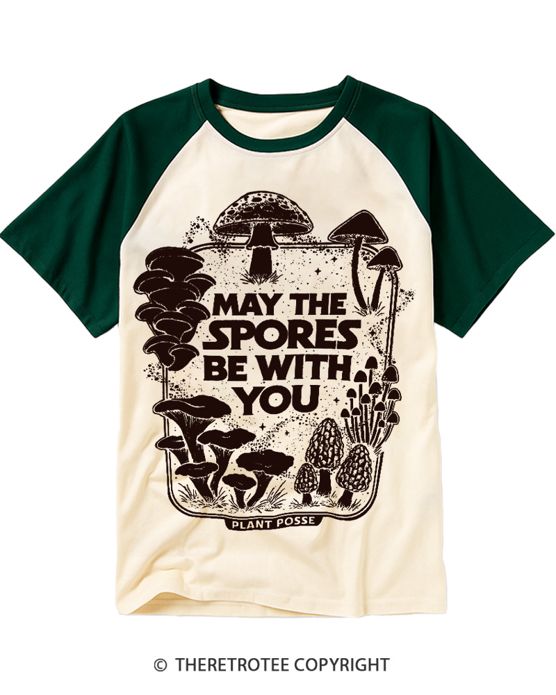 TheRetroTee Mushroom 1980s Raglan Baseball T-Shirt