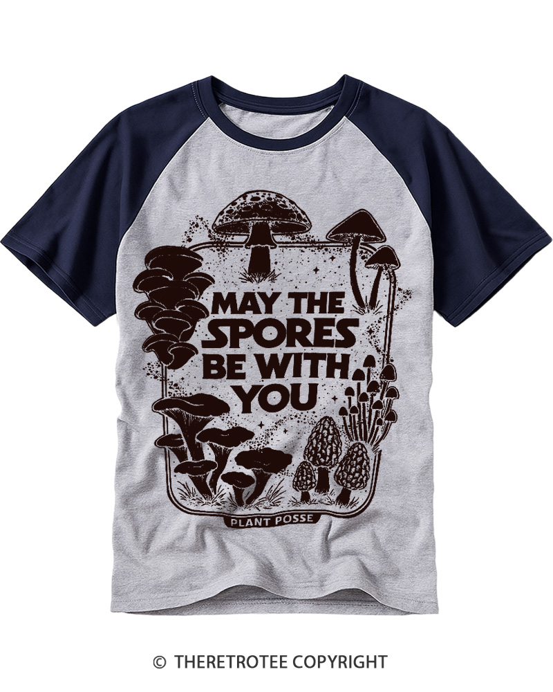 TheRetroTee Mushroom 1980s Raglan Baseball T-Shirt