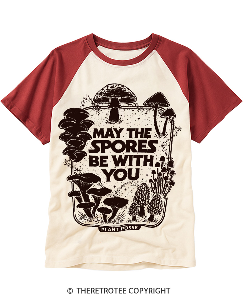 TheRetroTee Mushroom 1980s Raglan Baseball T-Shirt