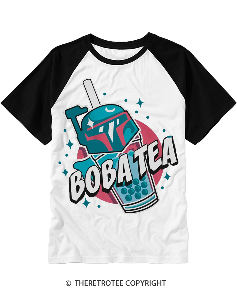 TheRetroTee Boba Tea 1980s Raglan Baseball T-Shirt