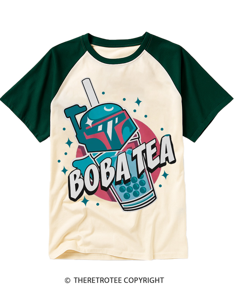TheRetroTee Boba Tea 1980s Raglan Baseball T-Shirt