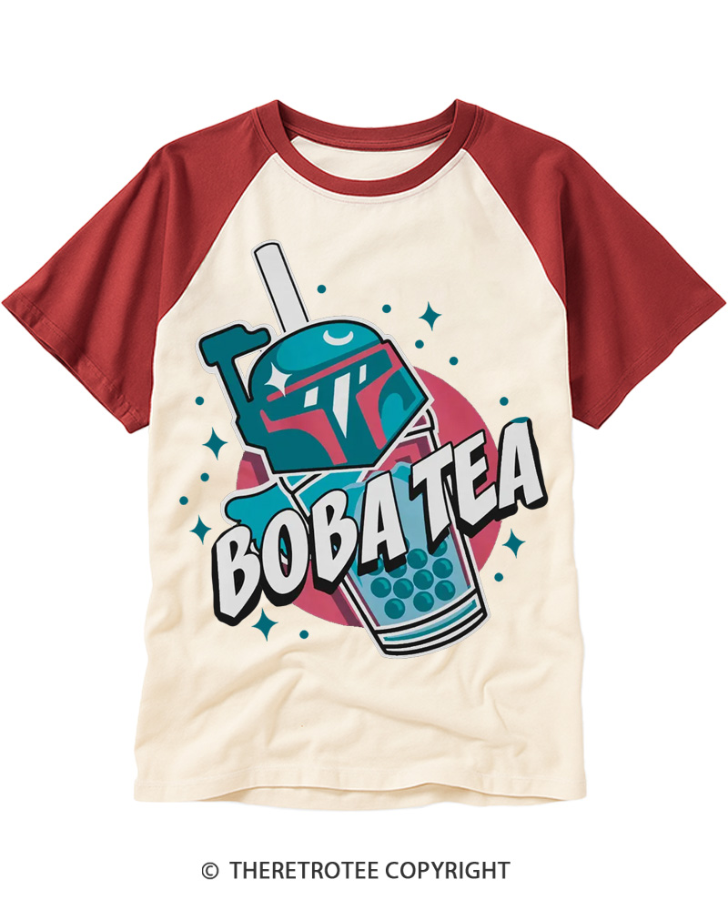 TheRetroTee Boba Tea 1980s Raglan Baseball T-Shirt