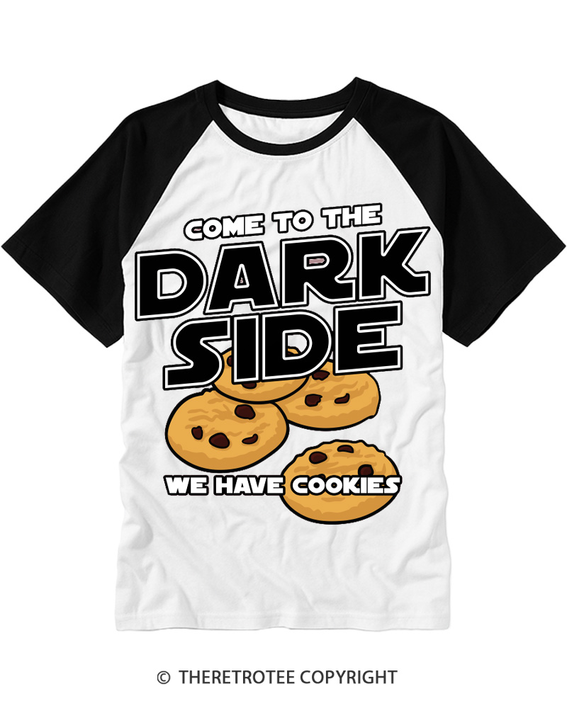 TheRetroTee Come to the Dark Side 1980s Raglan Baseball T-Shirt