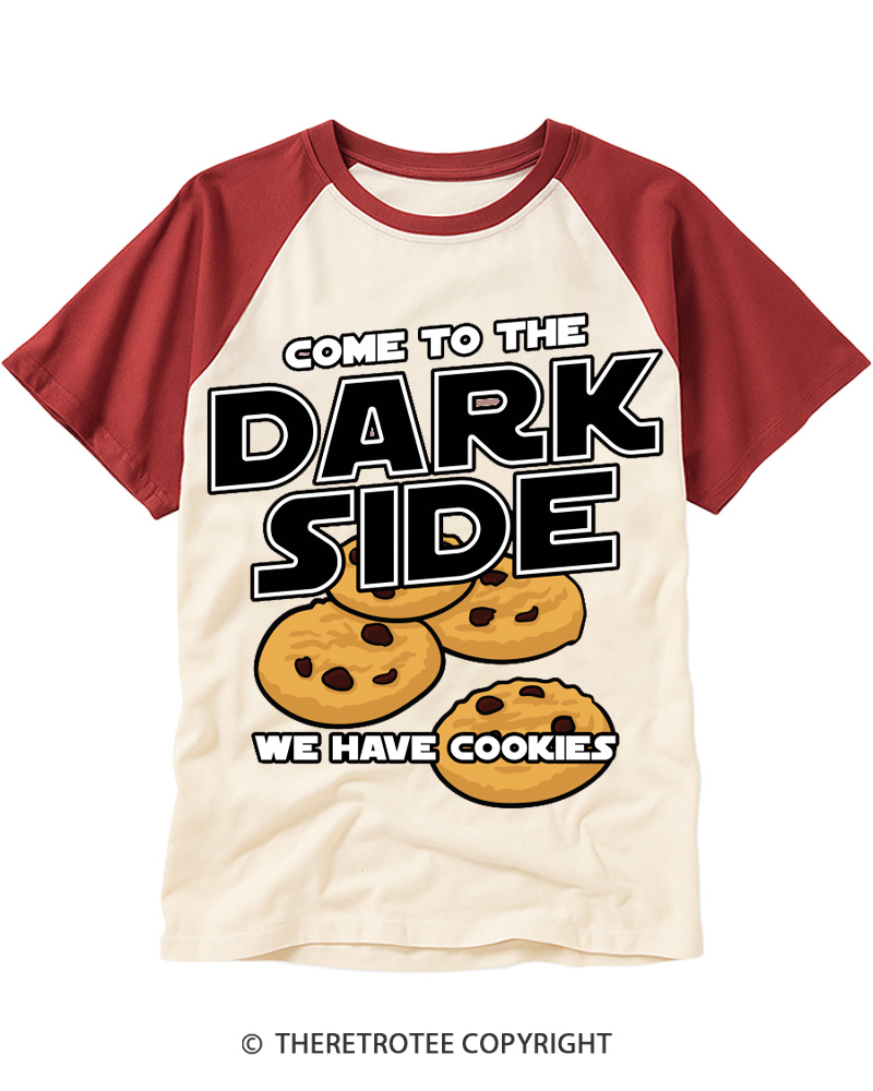 TheRetroTee Come to the Dark Side 1980s Raglan Baseball T-Shirt