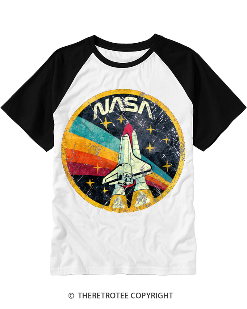 TheRetroTee Orbital Launch Program 1970s Raglan Baseball T-Shirt