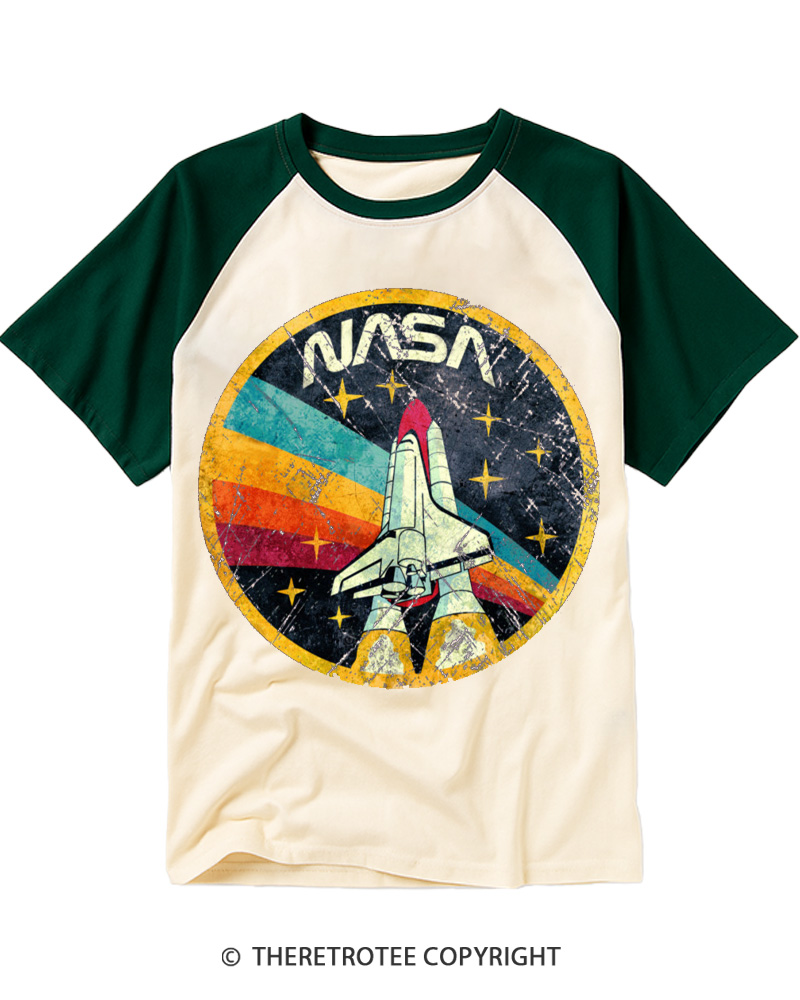 TheRetroTee Orbital Launch Program 1970s Raglan Baseball T-Shirt