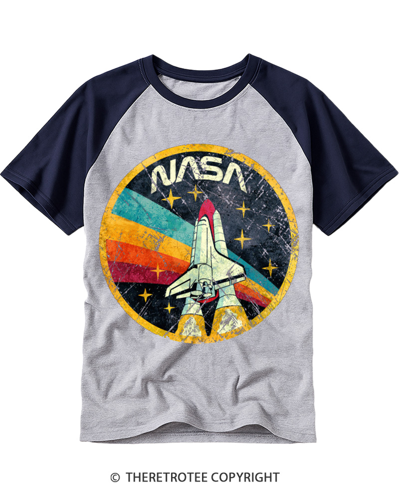 TheRetroTee Orbital Launch Program 1970s Raglan Baseball T-Shirt