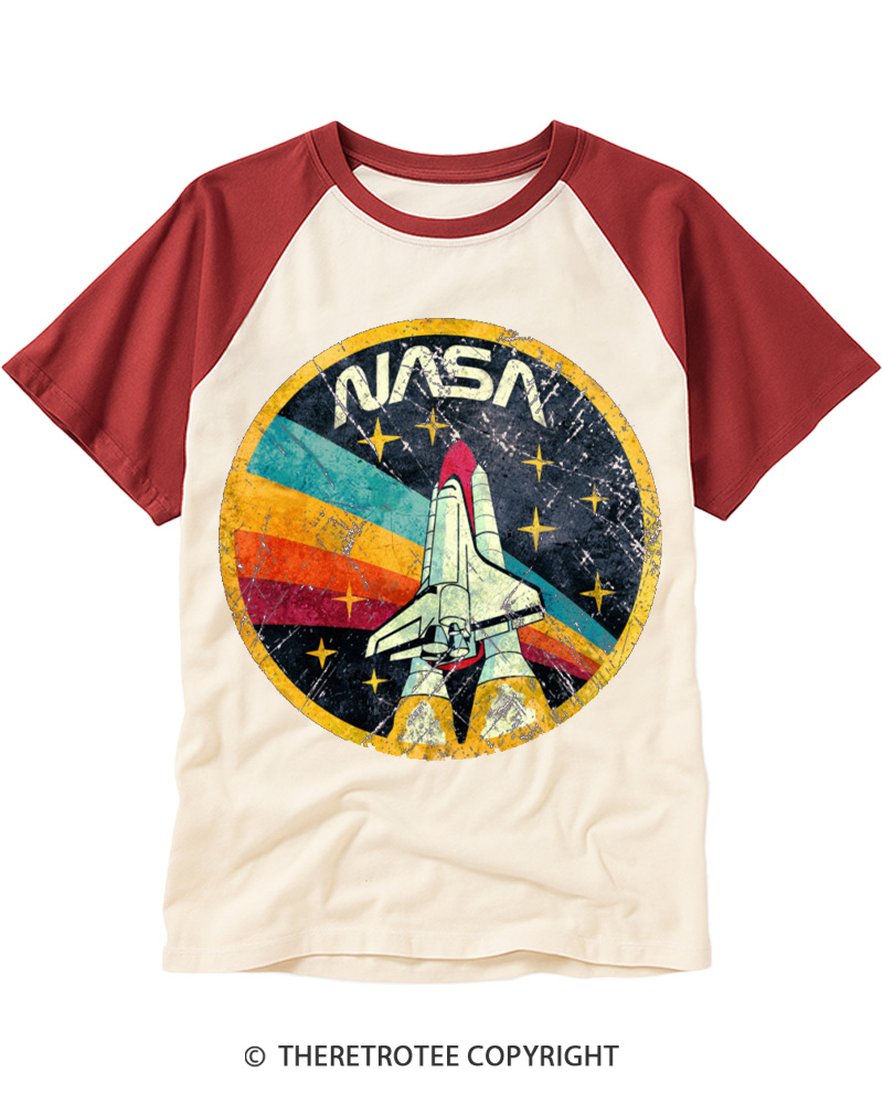 TheRetroTee Orbital Launch Program 1970s Raglan Baseball T-Shirt