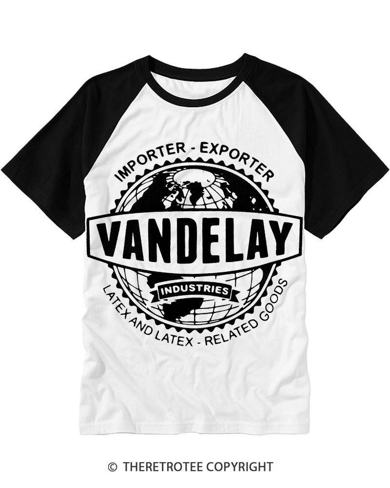 TheRetroTee Vandelay Industries 1990s Raglan Baseball T-Shirt