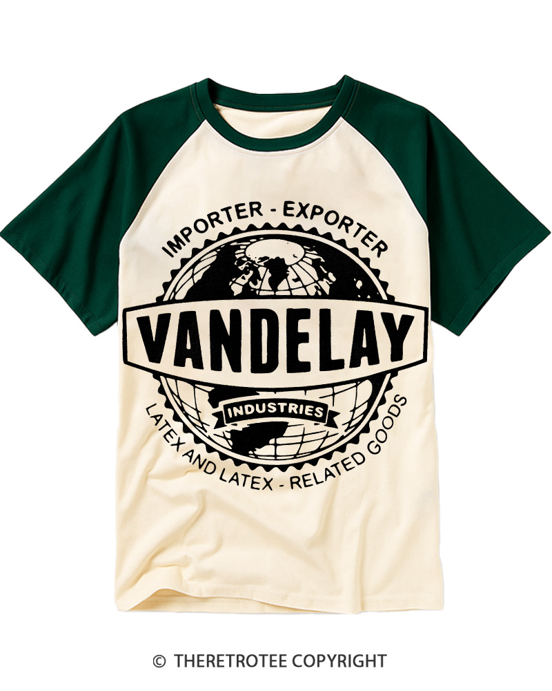 TheRetroTee Vandelay Industries 1990s Raglan Baseball T-Shirt
