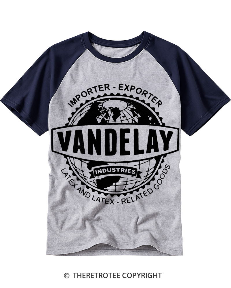 TheRetroTee Vandelay Industries 1990s Raglan Baseball T-Shirt