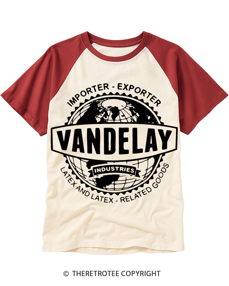 TheRetroTee Vandelay Industries 1990s Raglan Baseball T-Shirt