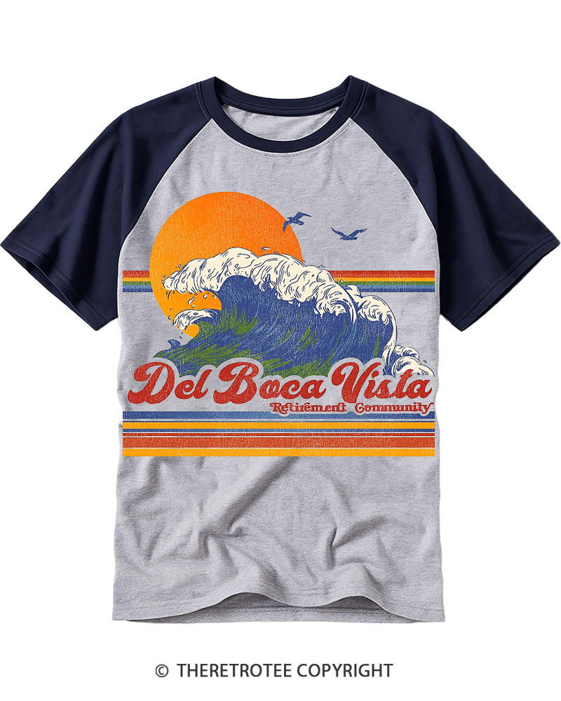 TheRetroTee Del Boca Vista 1990s Raglan Baseball T-Shirt