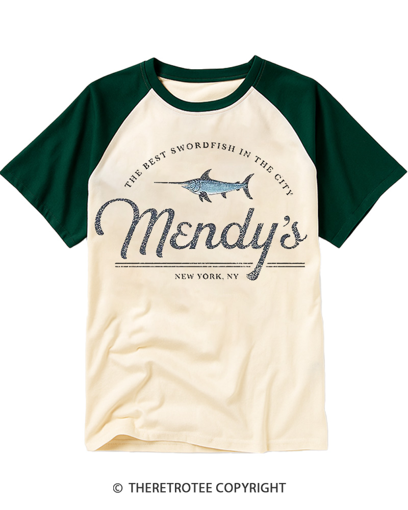 TheRetroTee The Best Swordfish in the City 1990s Raglan Baseball T-Shirt