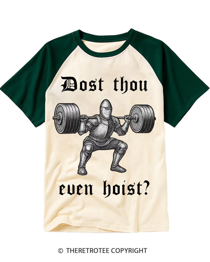 TheRetroTee Dost Thou Even Hoist 1970s Raglan Baseball T-Shirt