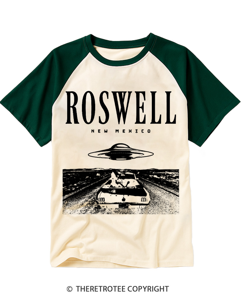 TheRetroTee Roswell Tourist 1940s Raglan Baseball T-Shirt