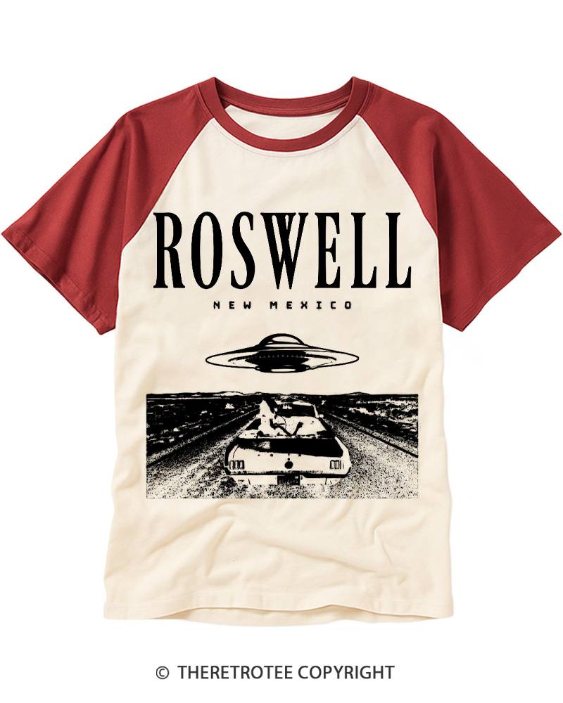 TheRetroTee Roswell Tourist 1940s Raglan Baseball T-Shirt