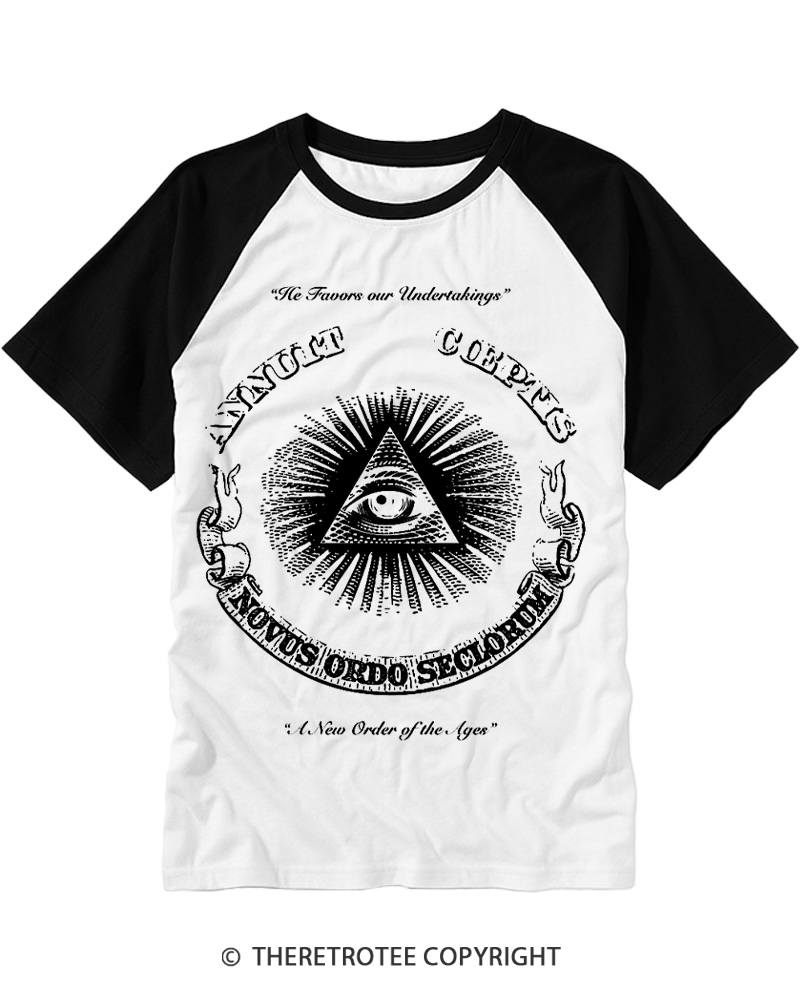 TheRetroTee The Eye of Providence 2000s Raglan Baseball T-Shirt