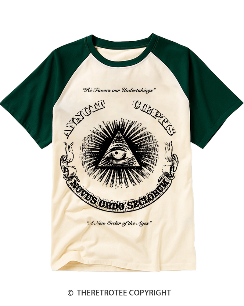 TheRetroTee The Eye of Providence 2000s Raglan Baseball T-Shirt