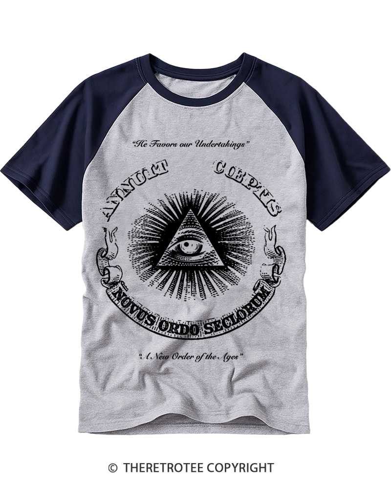 TheRetroTee The Eye of Providence 2000s Raglan Baseball T-Shirt
