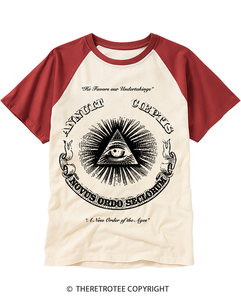 TheRetroTee The Eye of Providence 2000s Raglan Baseball T-Shirt