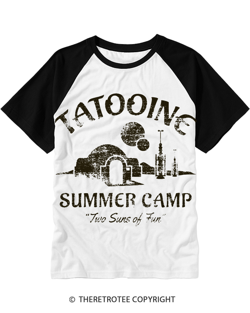 TheRetroTee Two Suns of Fun 1970s Raglan Baseball T-Shirt