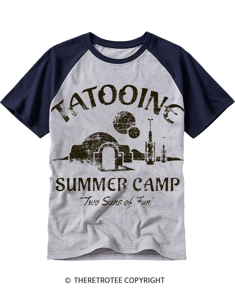 TheRetroTee Two Suns of Fun 1970s Raglan Baseball T-Shirt