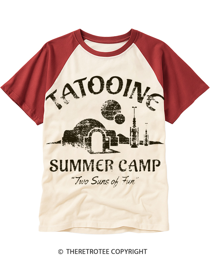 TheRetroTee Two Suns of Fun 1970s Raglan Baseball T-Shirt