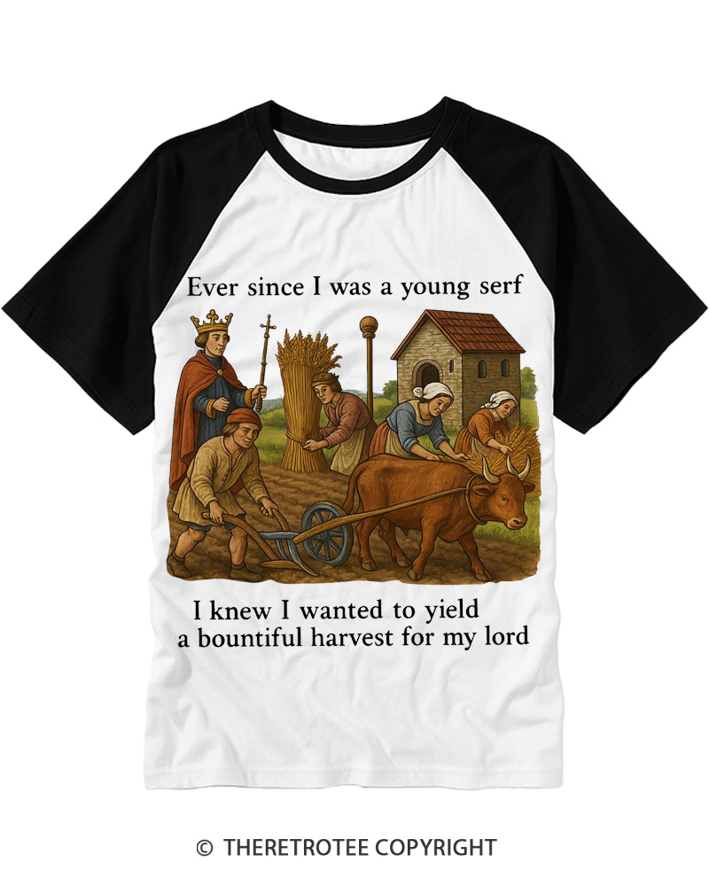 TheRetroTee Funny Historical Peasant Raglan Baseball T-Shirt