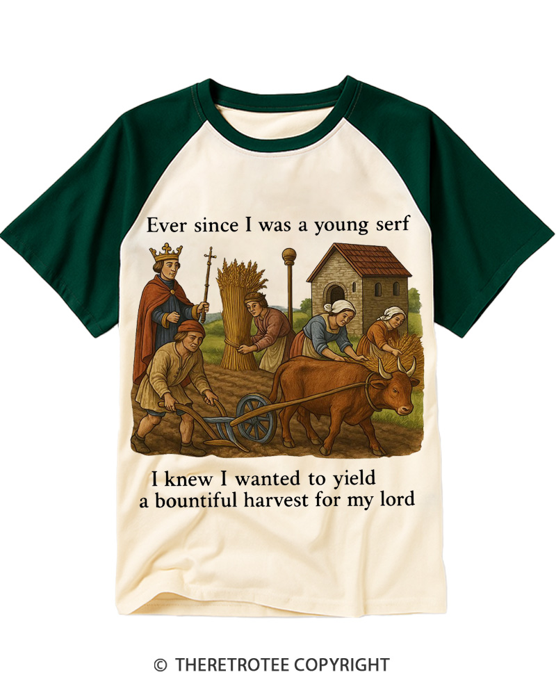 TheRetroTee Funny Historical Peasant Raglan Baseball T-Shirt