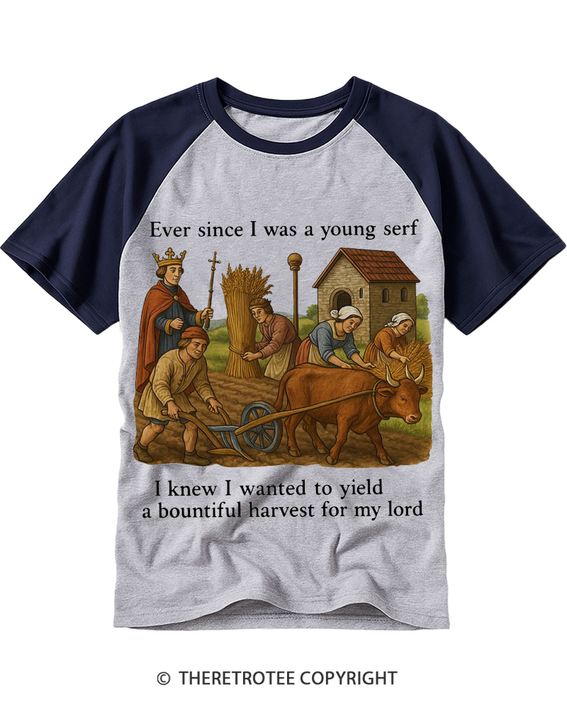 TheRetroTee Funny Historical Peasant Raglan Baseball T-Shirt