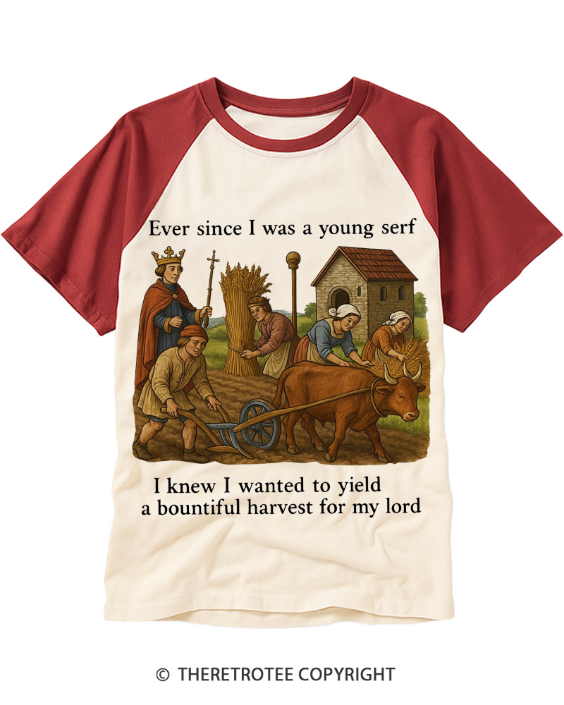 TheRetroTee Funny Historical Peasant Raglan Baseball T-Shirt