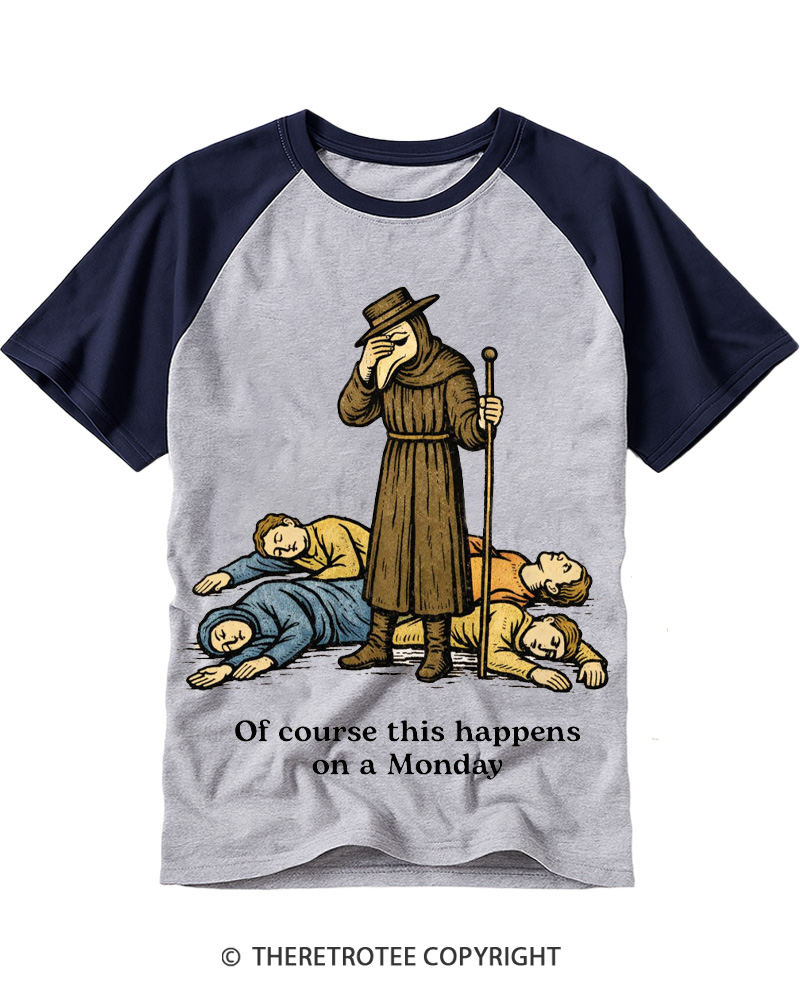 TheRetroTee It's Fine Everything's Fine Raglan Baseball T-Shirt