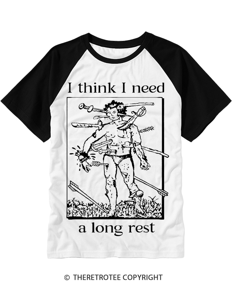 TheRetroTee I Think I Need A Long Rest Raglan Baseball T-Shirt