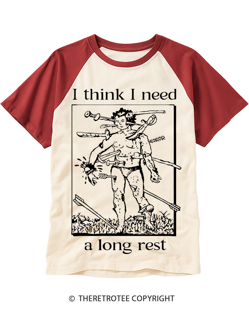 TheRetroTee I Think I Need A Long Rest Raglan Baseball T-Shirt