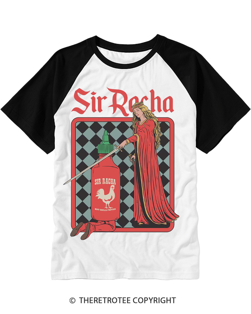 TheRetroTee Medieval Sir Racha Raglan Baseball T-Shirt