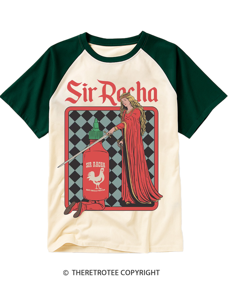 TheRetroTee Medieval Sir Racha Raglan Baseball T-Shirt