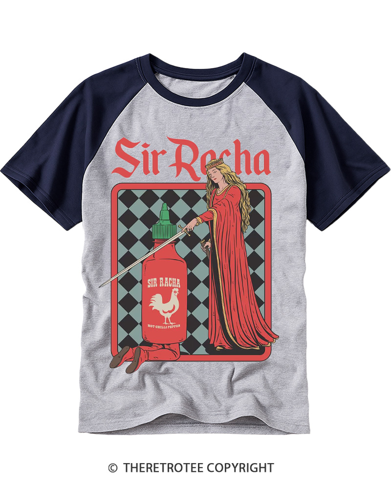 TheRetroTee Medieval Sir Racha Raglan Baseball T-Shirt