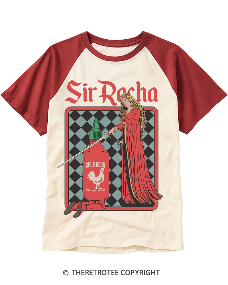 TheRetroTee Medieval Sir Racha Raglan Baseball T-Shirt