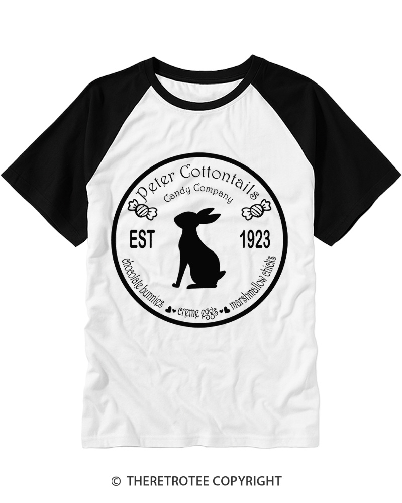 TheRetroTee Peter Cottontails Candy 1920s Raglan Baseball T-Shirt