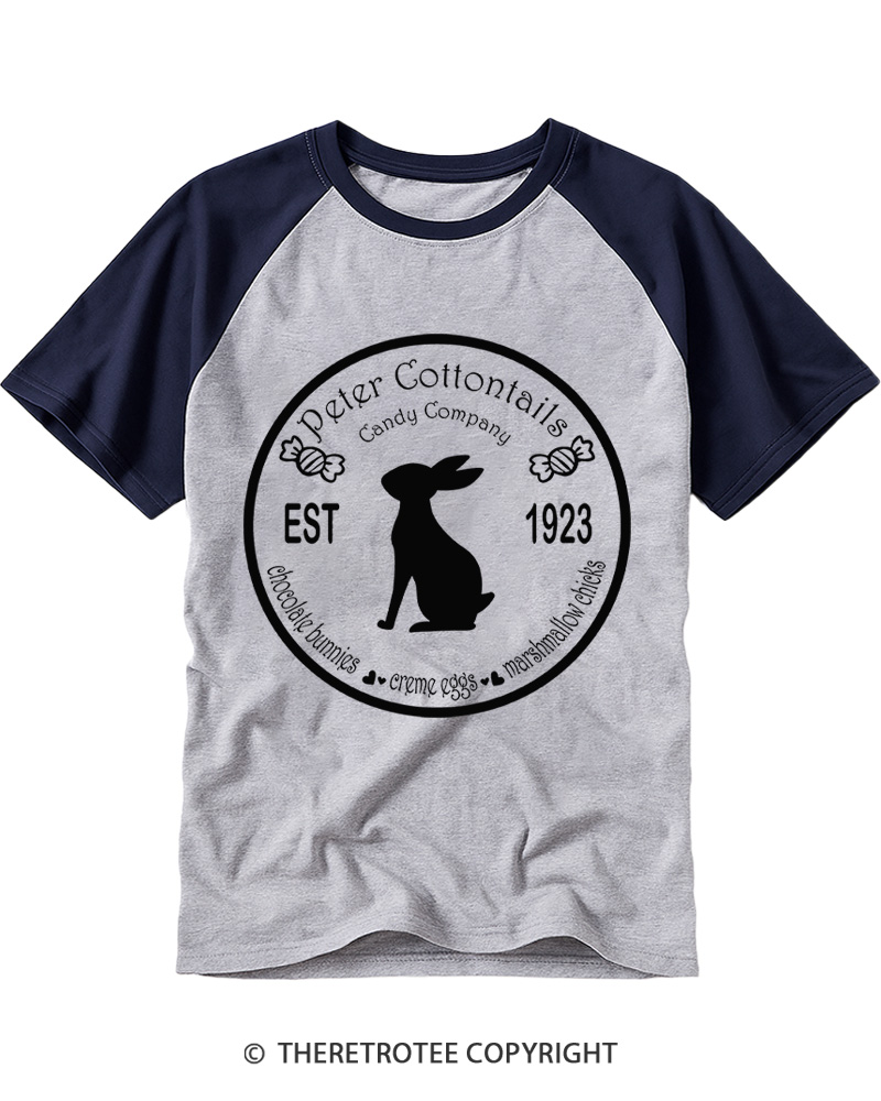 TheRetroTee Peter Cottontails Candy 1920s Raglan Baseball T-Shirt
