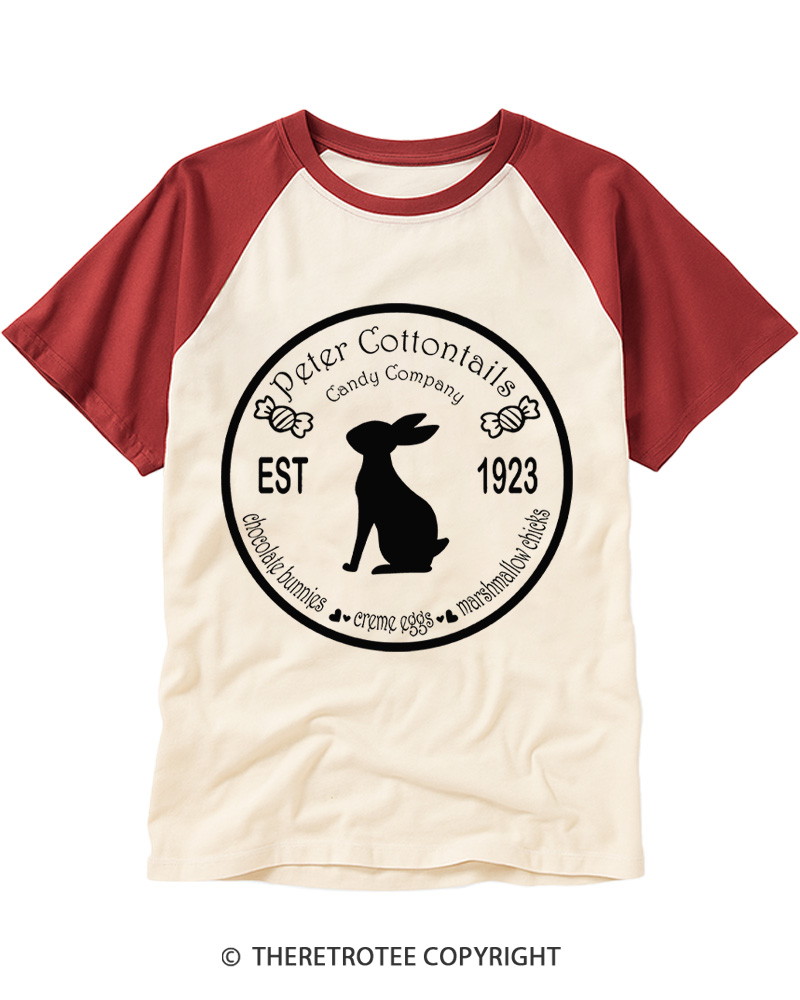 TheRetroTee Peter Cottontails Candy 1920s Raglan Baseball T-Shirt