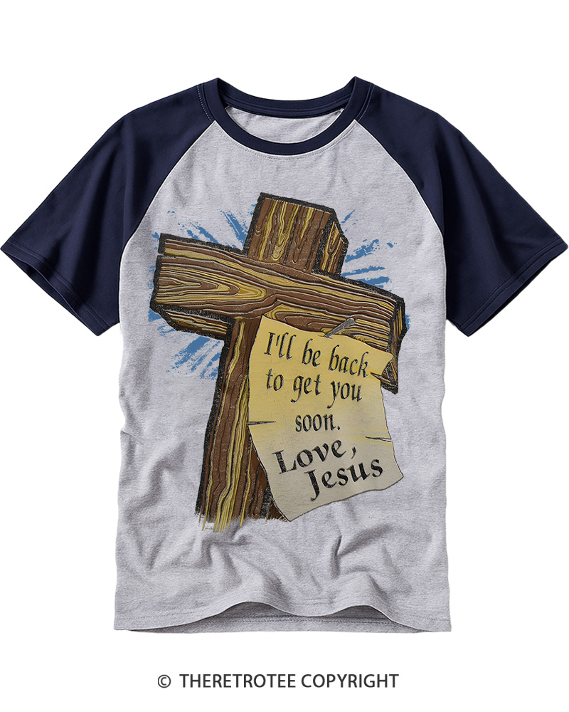 TheRetroTee Vintage 90s Jesus Cross Raglan Baseball T-Shirt