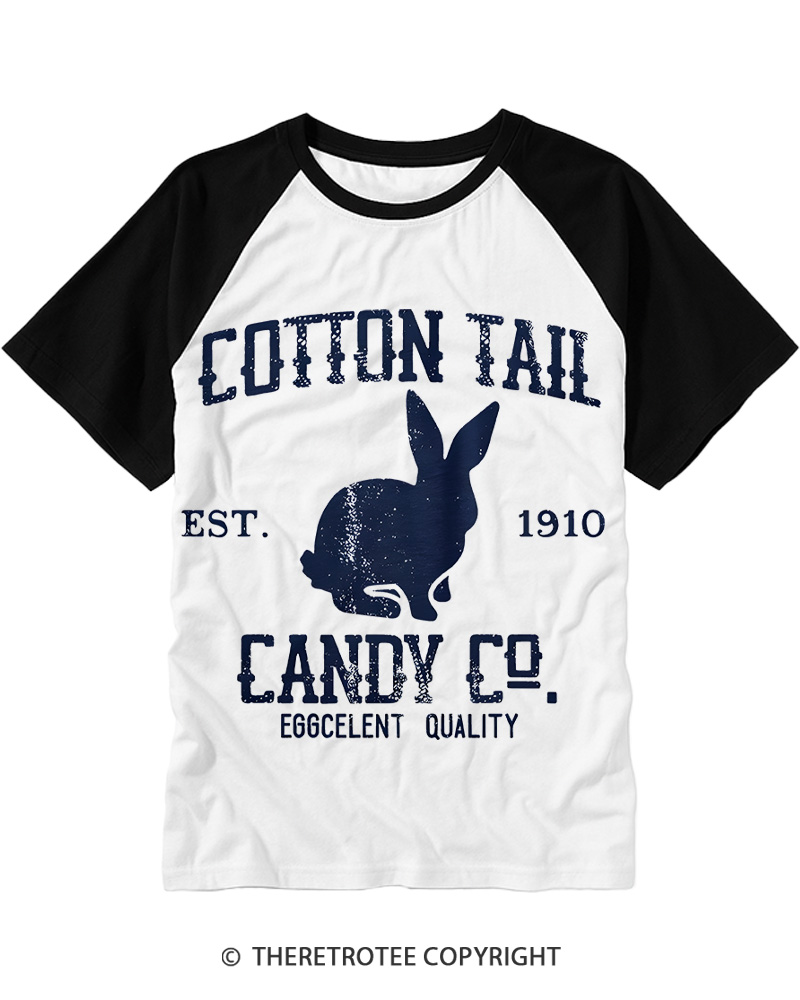 TheRetroTee Cotton Tail Candy Co Raglan Baseball T-Shirt