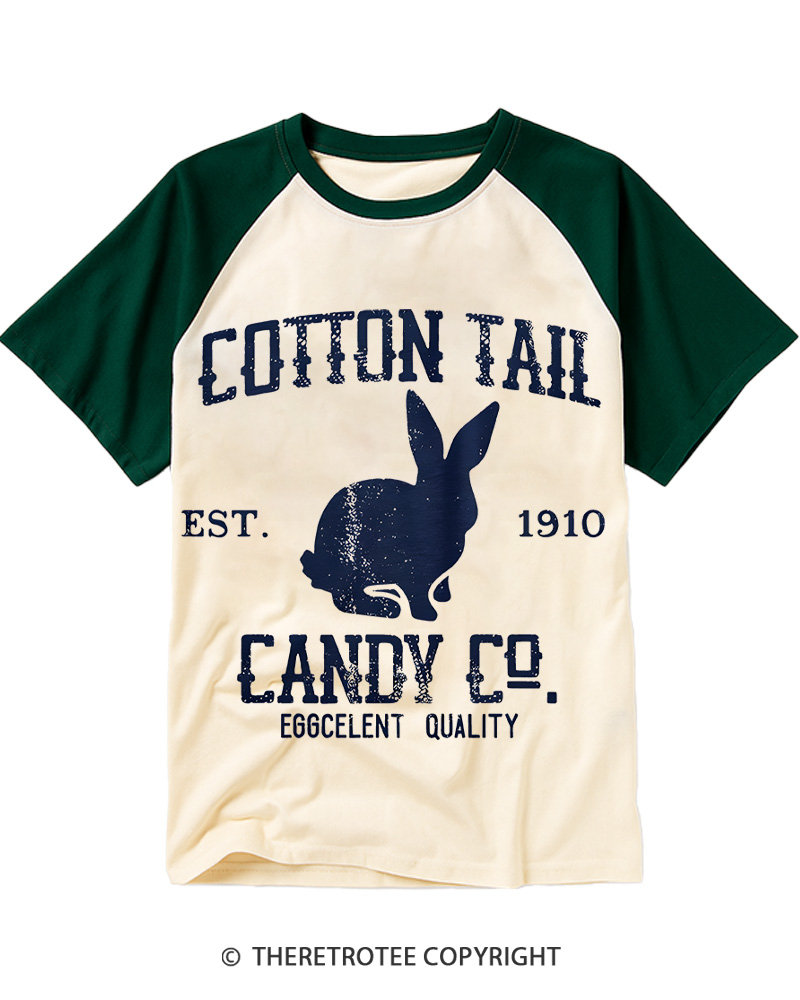 TheRetroTee Cotton Tail Candy Co Raglan Baseball T-Shirt